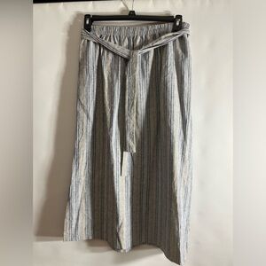 BFA CLASSICS VTG LINEN AND RAYON USA MADE BLUE STRIPED ELASTIC WAIST SKIRT LARGE
